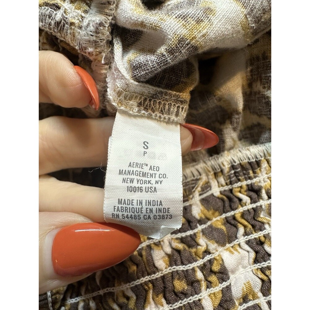 Aerie Leopard Print Ruffle Skirt Women’s Sz Small Linen High Rise Brown #1252 - Picture 5 of 5
